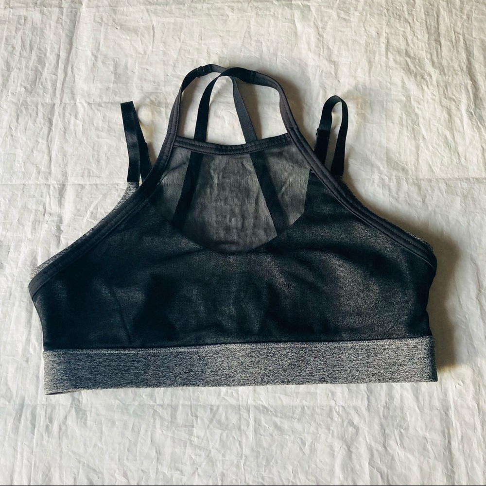 Forever 21 Large Gray Black Mesh Sports Bra